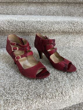 Red Strappy Heeled Sandals by Isola Size 8 1/2
